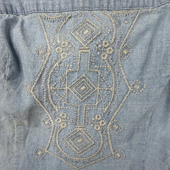 Merona‎ Denim Embroider Sundress Size 8 Spaghetti Strap strapless retro 90s Y2K - Picture 5 of 14